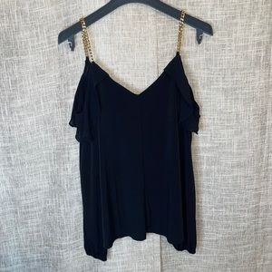 MICHAEL KORS cold shoulder with gold chain strap blouse